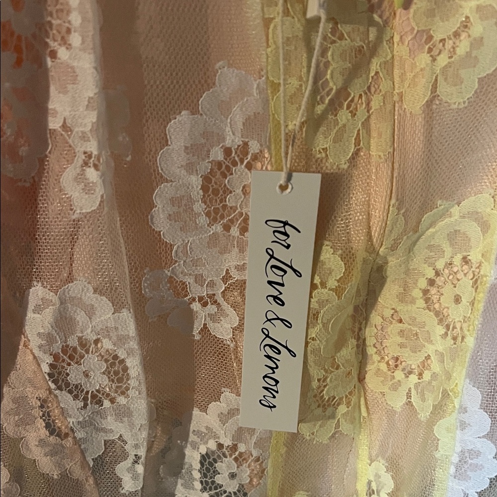 For Love And Lemons Pastel Floral Lace Chemise - Picture 7 of 8